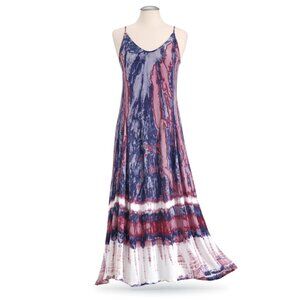 The Pyramid Collection Pink and Blue Tie Dye Spaghetti Strap Maxi Dress
